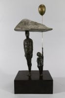 Perfect Symmetry on a Cloudless Day - Michael Hermesh, Bronze, 15.5 x 7 x 5 Inches plus Balloon, Ceramic and Bronze Sculpture by Michael Hermesh, Michael Hermesh's New Show