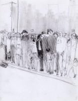 The Crowd, Mixed Media Drawing by Michael Hermesh, Mondo Creation Show